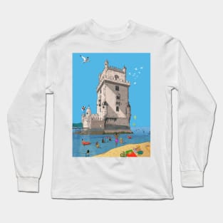 Belém Tower, Tower of Saint Vincent Lisbon Illustration Long Sleeve T-Shirt